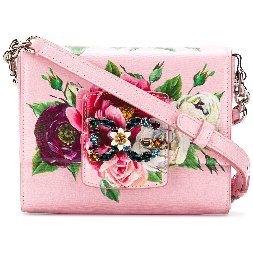 Dolce & Gabbana Floral Rhinestone Shoulder Bag